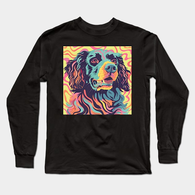 70s Curly-coated Retriever Vibes: Pastel Pup Parade Long Sleeve T-Shirt by NatashaCuteShop